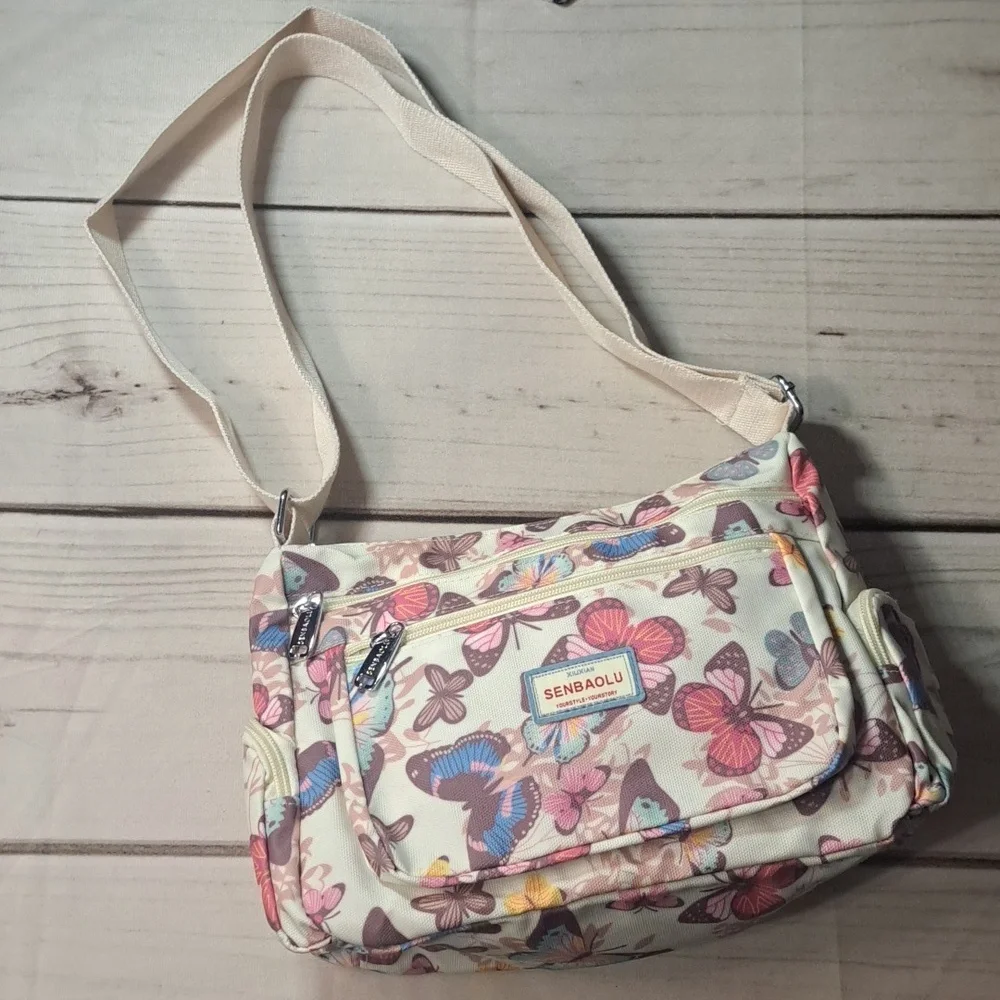 Multicolor Butterfly Purse Bag With Adjustable Strap